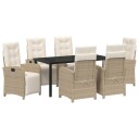  7-delt hage dining sett med puter Beige Poly Rattan
