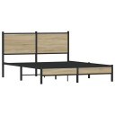  Sengeramme i metall med hodegavl sonoma eik 137x190 cm 8721102954542