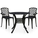 Bistrosett 3 deler støpt aluminium svart