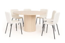 Bark Kopparbo Rundt Spisebord 150 cm med 6 Katy Spisestoler   Hvit / Hvit Bouclé / Metallben Svart