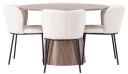 Venture Design Lanzo & Edina spisegruppe Hvit/natur 4 stoler & bord 120 cm