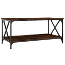 vidaXL Salongbord røkt eik 100x50x45 cm konstruert tre og jern