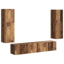  TV benksett Veggmontert 4 pcs Gammelt tre Konstruert tre