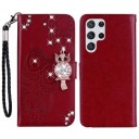 Samsung Galaxy S24 Ultra Ugle Rhinestone Lommebok-deksel Rød