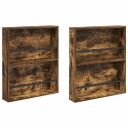 vidaXL Magasinreol 2 pcs Røkt eik 60 x 12 x 70 cm Konstruert tre