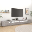 vidaXL TV-benk med LED-lys betonggrå 300x35x40 cm