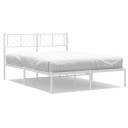vidaXL Sengeramme i metall med hodegavl hvit 135x190 cm 8721012190061