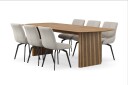 Bark Richeto Spisegruppe 240 cm med 6 Mora Snurrestoler   Naturlig finish/Mørk beige