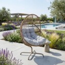 Hvilestol HOME4YOU Dorian swivel 89x95x154 cm lysebrun   Lysebrun