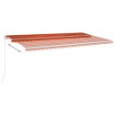 vidaXL Manuell uttrekkbar markise med LED 600x300 cm oransje og brun
