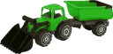Plasto Traktor m/ frontlaster og tilhenger 55cm Grønn