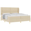  Krem Box Spring Seng med Madrass 200x200 cm Tekstil