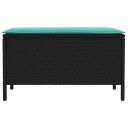 vidaXL Hage fotstøtte Svart og turkis 80 x 38 x 42 cm PE Rattan