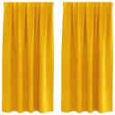  Gardiner med gardiner 2 pcs sennepsgul 140 x 175 cm Fløyel