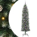  Kunstig Slankt Jule Tre med 300 LED Grønn og hvit 240 cm