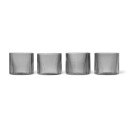 ferm LIVING Ripple glass lavt 4-pakning Smoked Grey