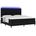  Boksfjær Seng med Madrass & LED Svart 200x200 cm Stoff