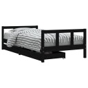 vidaXL Barnesengeramme med skuffer svart 90x190 cm heltre furu 8720845444402