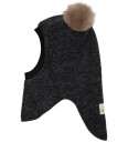 Huttelihut Dark Grey Melange Elefantlue Ull Alpaca Pompoms 2 4 år/52