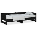 vidaXL Uttrekkbar dagseng svart heltre furu 2x(90x200) cm