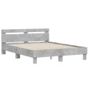 vidaXL Sengeramme med hodegavl betonggrå 150x200 cm konstruert tre 8721012246331