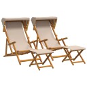 vidaXL Hage Stol 4 pcs 3 Posisjon Solid Eucalyptus Tre Beige