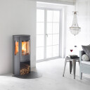 Contura 556:3 Style Svart Vedovn Med Sideglass Og Støpejernsdør Klebersteinstopp