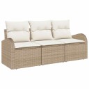  Hagesofa Set med pute 3 pcs Beige Poly rattan