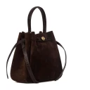 Tory Burch Romy Semsket Bøtteveske Brun ONE SIZE