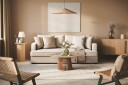 Rossita 3 seters Dyp Sofa med Hel Pute i Bouclé   Beige