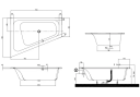 V&B Loop & Friends Badekar f/innbygging 1750x1350 mm, høyre modell