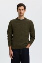 Selected Slmdane Ls Knit Structure Crew Neck Noos   Khaki green   S