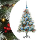 vidaXL Kunstig juletre Grønn og hvit 120 cm PVC og Metall og Plast
