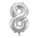 Folie Ballong Sølv 86 cm - Tallet 8
