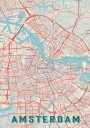 Retro Map   Amsterdam Plakat Plakat / 70x100cm