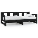 vidaXL Uttrekkbar dagseng svart heltre furu 2x(80x200) cm