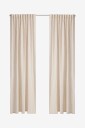 Ellos Home   Gardin med multibånd Elly Thin Stripe i resirkulert halvlinne 2 pakning   Beige