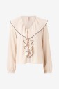 Only   Bluse onlLise V neck Contrast Frill Shirt   Beige