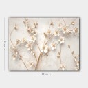 Lerretsbilde 70x100 cm Stilisert blomsterdesign med hvite blomster og gulldetaljer Hvit / Gull