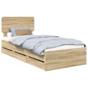  Sengestamme med skuff Sonoma eik 75 x 190 cm Konstruert tre