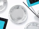 Partydeco 6 stk Metallisk Sølvfargede Papptallerkener 18 cm