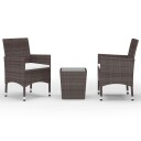 vidaXL Hagebistrosett 3 deler polyrotting og herdet glass brun