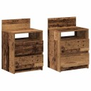  Nattbord 2 stk med 2 skuffer gammelt tre 40x33x60 cm 8721158574541