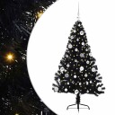  Kunstig Forhåndsopplyst Juletre med 150 LED Svart 150 cm PVC