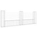  Gabionkurv u-formet med 3 stolper jern 260x20x100 cm