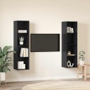  TV skap 2 pcs Svart 37 x 37 x 142.5 cm Konstruert tre