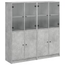  Bokhylle med dører betonggrå 136x37x142 cm konstruert tre 8721012216174