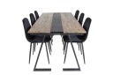 Venture Design Jakarta & Polar spisegruppe Natur/svart 6 st stoler & bord 200 x 90 cm