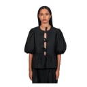 Ganni Cotton Poplin Peplum Blouse   Black   34