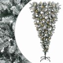 vidaXL Opp-ned kunstig hengslet juletre 150 cm 150 LED-lys Varmhvit